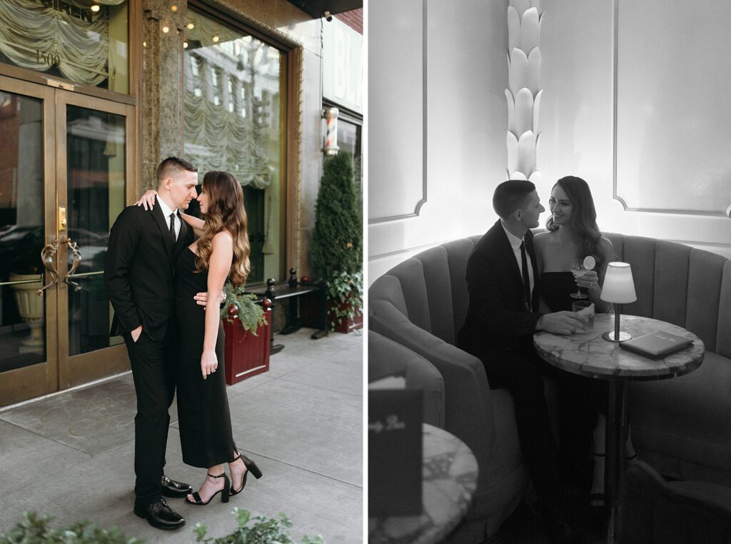 Engagement session in downtown detroit at the Candy Bar Cocktail Lounge