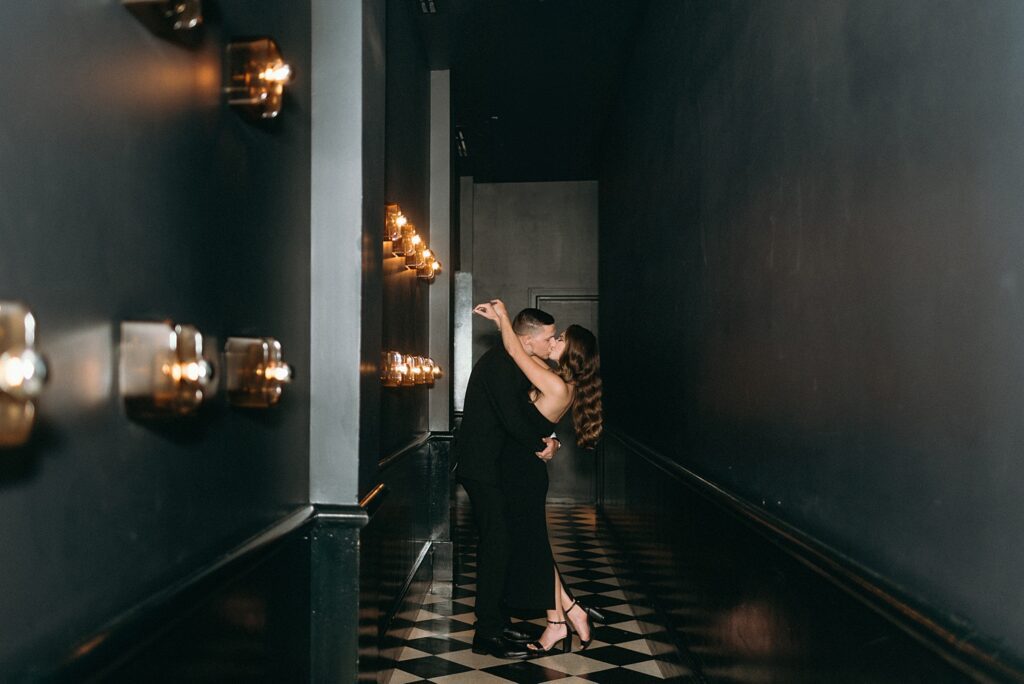 Engagement session in downtown detroit at the Candy Bar Cocktail Lounge